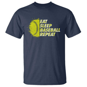 Eat Sleep Baseball Repeat T Shirt TS09 Navy Print Your Wear