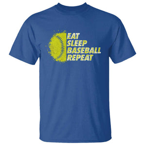 Eat Sleep Baseball Repeat T Shirt TS09 Royal Blue Print Your Wear