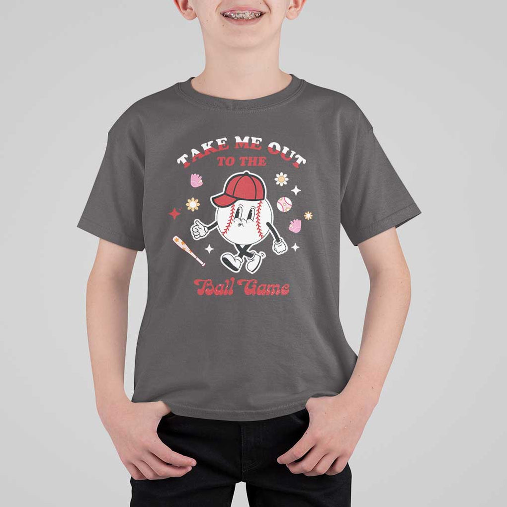 Funny Baseball T Shirt For Kid Take Me Out To The Ball Game Groovy TS09 Dark Chocolate Print Your Wear