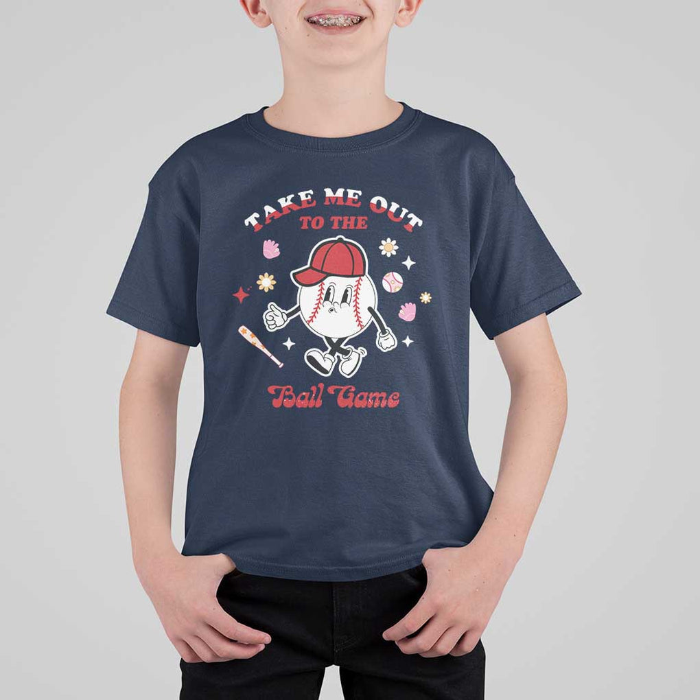 Funny Baseball T Shirt For Kid Take Me Out To The Ball Game Groovy TS09 Navy Print Your Wear