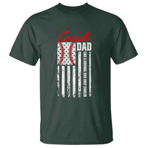 Baseball Coach Dad T Shirt Like A Normal Dad Only Cooler America Flag TS09 Dark Forest Green Print Your Wear