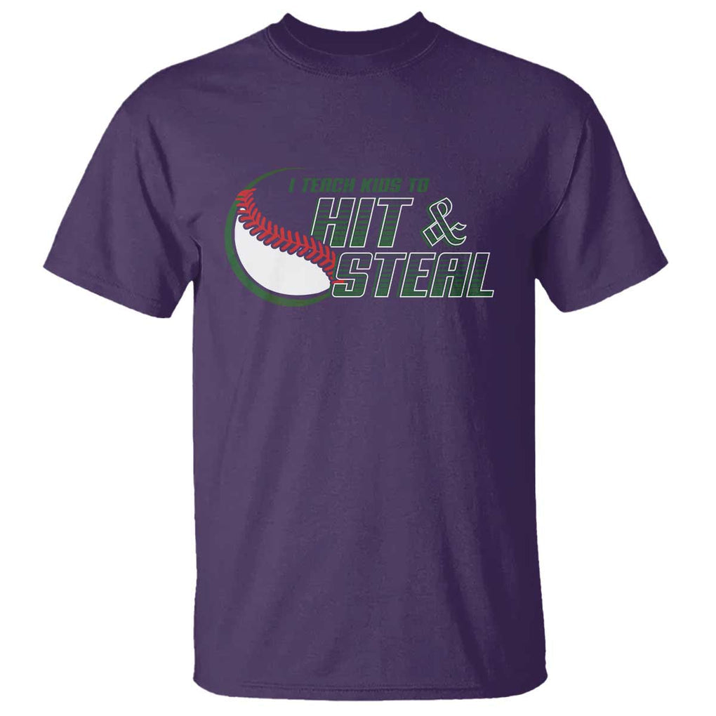 Baseball Coach T Shirt I Teach Kids To Hit And Steal TS09 Purple Print Your Wear