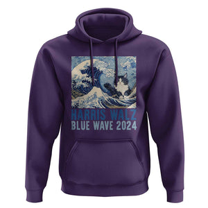 Harris Walz Blue Wave 2024 Hoodie Cat Ladies Kamala Funny Cats Wave TS09 Purple Print Your Wear