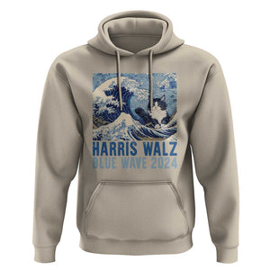 Harris Walz Blue Wave 2024 Hoodie Cat Ladies Kamala Funny Cats Wave TS09 Sand Print Your Wear