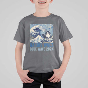 Harris Walz Blue Wave 2024 T Shirt For Kid Cat Ladies Kamala Funny Cats Wave TS09 Charcoal Print Your Wear