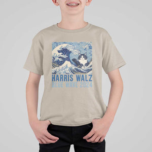 Harris Walz Blue Wave 2024 T Shirt For Kid Cat Ladies Kamala Funny Cats Wave TS09 Sand Print Your Wear