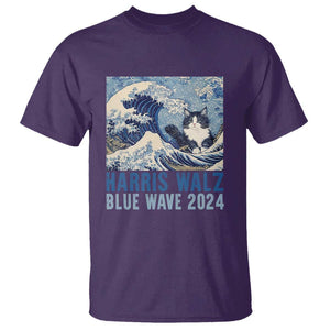 Harris Walz Blue Wave 2024 T Shirt Cat Ladies Kamala Funny Cats Wave TS09 Purple Print Your Wear