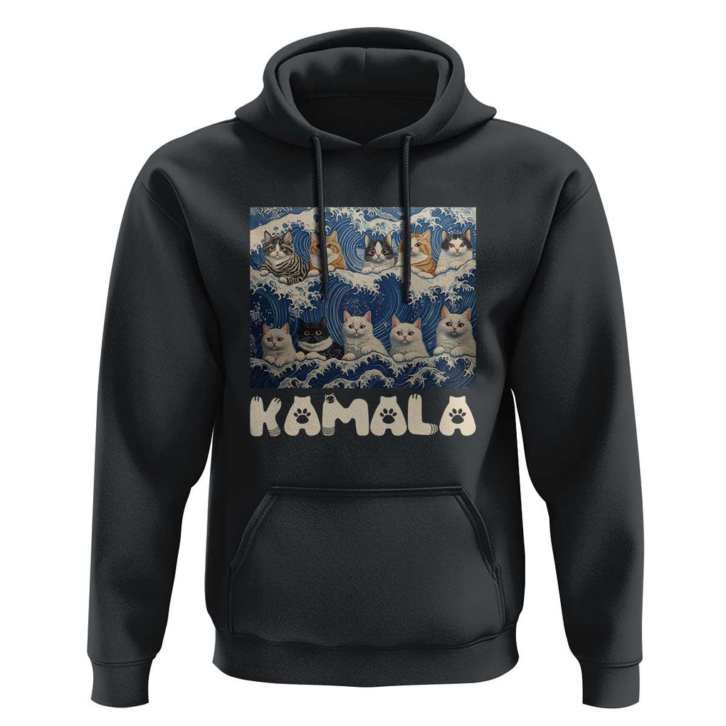 Funny Cat Kamala 2024 Hoodie Cat Ladies Harris Blue Wave US Madam President TS09 Black Print Your Wear