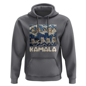 Funny Cat Kamala 2024 Hoodie Cat Ladies Harris Blue Wave US Madam President TS09 Charcoal Print Your Wear