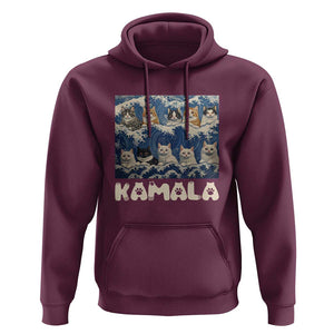 Funny Cat Kamala 2024 Hoodie Cat Ladies Harris Blue Wave US Madam President TS09 Maroon Print Your Wear