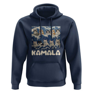 Funny Cat Kamala 2024 Hoodie Cat Ladies Harris Blue Wave US Madam President TS09 Navy Print Your Wear