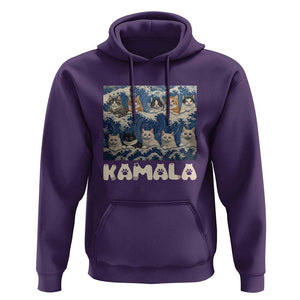 Funny Cat Kamala 2024 Hoodie Cat Ladies Harris Blue Wave US Madam President TS09 Purple Print Your Wear