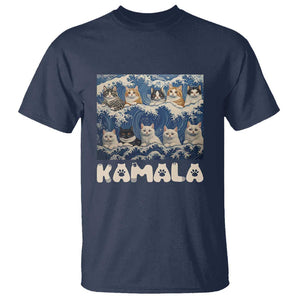 Funny Cat Kamala 2024 T Shirt Cat Ladies Harris Blue Wave US Madam President TS09 Navy Print Your Wear