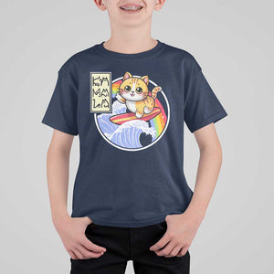 Funny Cat Kamala 2024 T Shirt For Kid Harris Blue Wave Cat Ladies Rainbow TS09 Navy Print Your Wear