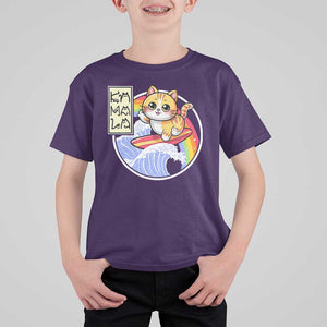 Funny Cat Kamala 2024 T Shirt For Kid Harris Blue Wave Cat Ladies Rainbow TS09 Purple Print Your Wear