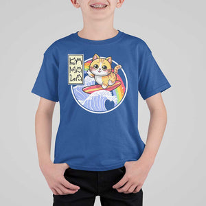 Funny Cat Kamala 2024 T Shirt For Kid Harris Blue Wave Cat Ladies Rainbow TS09 Royal Blue Print Your Wear