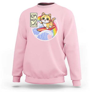 Funny Cat Kamala 2024 Sweatshirt Harris Blue Wave Cat Ladies Rainbow TS09 Light Pink Print Your Wear