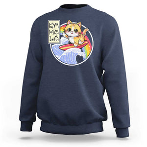 Funny Cat Kamala 2024 Sweatshirt Harris Blue Wave Cat Ladies Rainbow TS09 Navy Print Your Wear