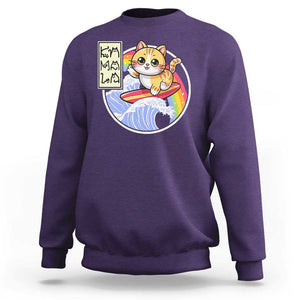 Funny Cat Kamala 2024 Sweatshirt Harris Blue Wave Cat Ladies Rainbow TS09 Purple Print Your Wear