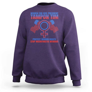 Tampon Tim Sweatshirt Women For Vice President Tim Walz Kamala Support TS09 Purple Print Your Wear