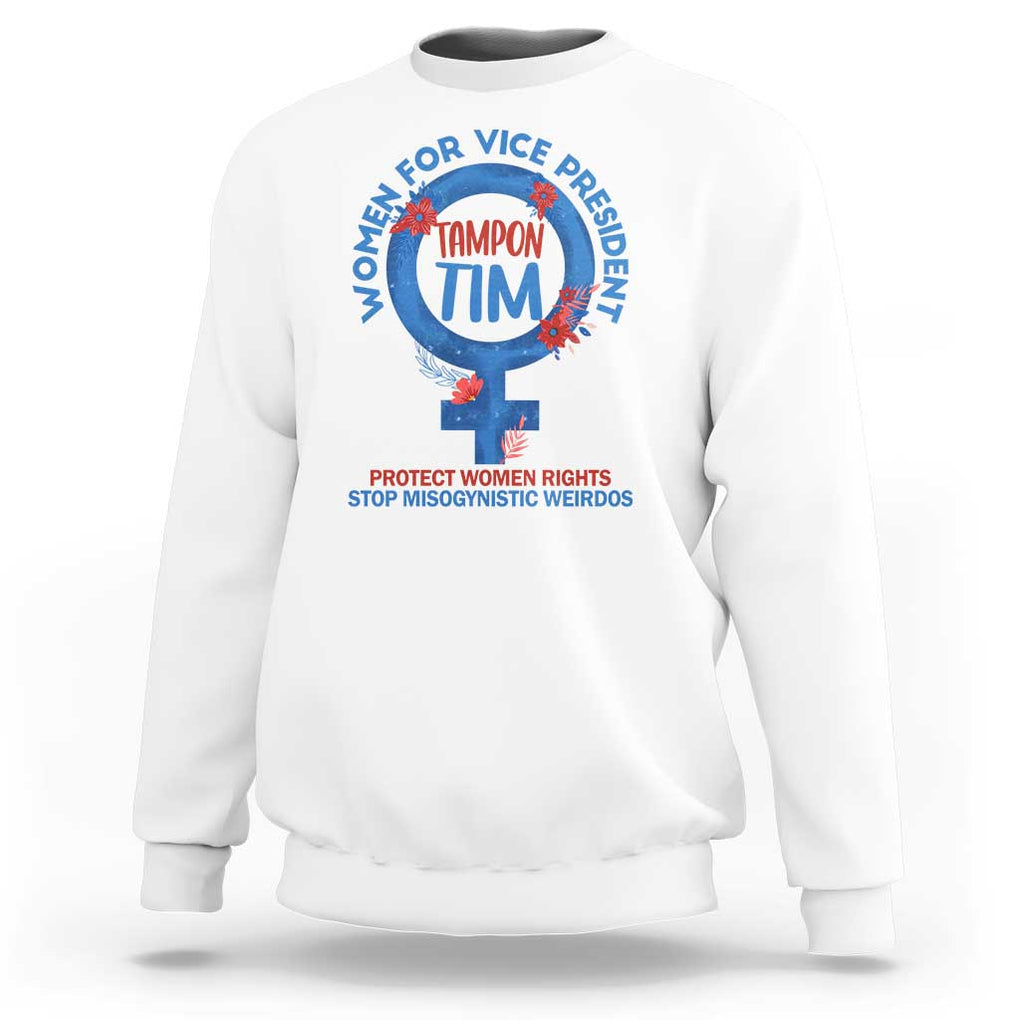 Tampon Tim Sweatshirt Women For Vice President Tim Walz Kamala Support TS09 White Print Your Wear