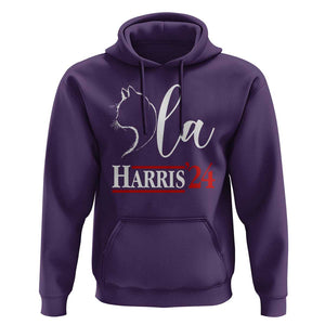 Harris Comma La Cat Ladies Hoodie Kamala 2024 Madam President TS09 Purple Print Your Wear