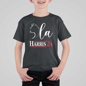 Harris Comma La Cat Ladies T Shirt For Kid Kamala 2024 Madam President TS09 Black Print Your Wear