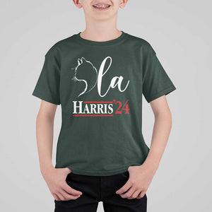 Harris Comma La Cat Ladies T Shirt For Kid Kamala 2024 Madam President TS09 Dark Forest Green Print Your Wear