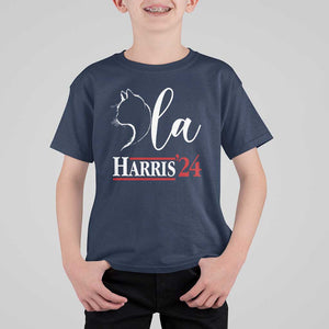 Harris Comma La Cat Ladies T Shirt For Kid Kamala 2024 Madam President TS09 Navy Print Your Wear