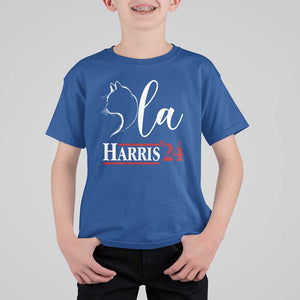 Harris Comma La Cat Ladies T Shirt For Kid Kamala 2024 Madam President TS09 Royal Blue Print Your Wear