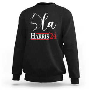 Harris Comma La Cat Ladies Sweatshirt Kamala 2024 Madam President TS09 Black Print Your Wear