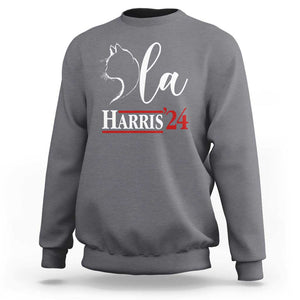 Harris Comma La Cat Ladies Sweatshirt Kamala 2024 Madam President TS09 Charcoal Print Your Wear