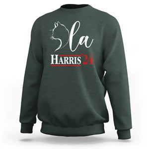 Harris Comma La Cat Ladies Sweatshirt Kamala 2024 Madam President TS09 Dark Forest Green Print Your Wear