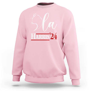 Harris Comma La Cat Ladies Sweatshirt Kamala 2024 Madam President TS09 Light Pink Print Your Wear