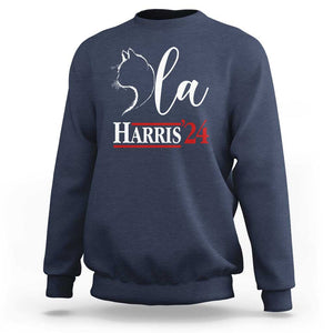 Harris Comma La Cat Ladies Sweatshirt Kamala 2024 Madam President TS09 Navy Print Your Wear