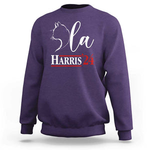 Harris Comma La Cat Ladies Sweatshirt Kamala 2024 Madam President TS09 Purple Print Your Wear