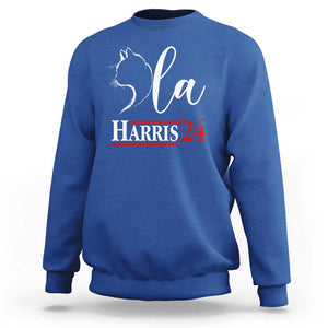 Harris Comma La Cat Ladies Sweatshirt Kamala 2024 Madam President TS09 Royal Blue Print Your Wear