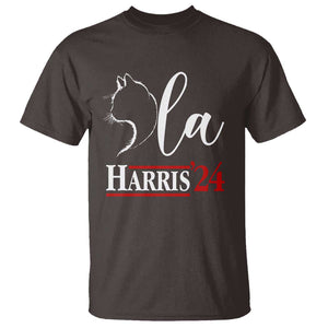 Harris Comma La Cat Ladies T Shirt Kamala 2024 Madam President TS09 Dark Chocolate Print Your Wear