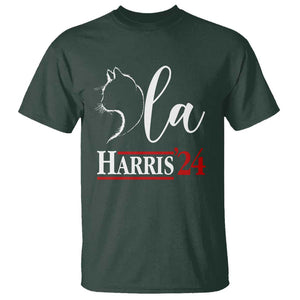 Harris Comma La Cat Ladies T Shirt Kamala 2024 Madam President TS09 Dark Forest Green Print Your Wear