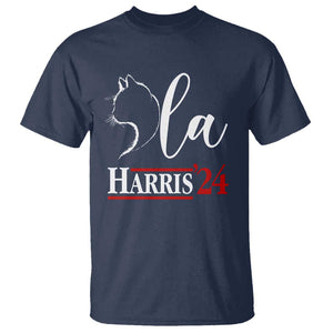 Harris Comma La Cat Ladies T Shirt Kamala 2024 Madam President TS09 Navy Print Your Wear