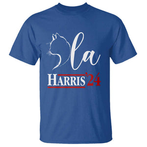 Harris Comma La Cat Ladies T Shirt Kamala 2024 Madam President TS09 Royal Blue Print Your Wear