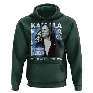 Harris 2024 Hoodie Kamala Madam President When We Fight We Win TS09 Dark Forest Green Print Your Wear