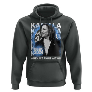 Harris 2024 Hoodie Kamala Madam President When We Fight We Win TS09 Dark Heather Print Your Wear