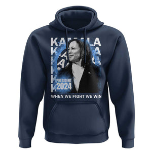 Harris 2024 Hoodie Kamala Madam President When We Fight We Win TS09 Navy Print Your Wear