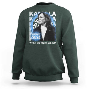 Harris 2024 Sweatshirt Kamala Madam President When We Fight We Win TS09 Dark Forest Green Print Your Wear