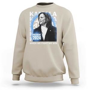 Harris 2024 Sweatshirt Kamala Madam President When We Fight We Win TS09 Sand Print Your Wear