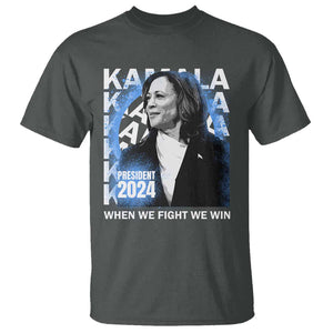 Harris 2024 T Shirt Kamala Madam President When We Fight We Win TS09 Dark Heather Print Your Wear