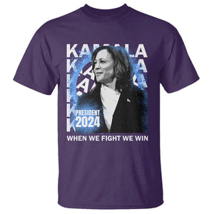 Harris 2024 T Shirt Kamala Madam President When We Fight We Win TS09 Purple Print Your Wear