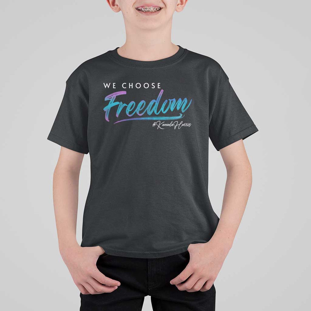 Harris Walz 2024 T Shirt For Kid We Choose Freedom Kamala US President TS09 Black Print Your Wear