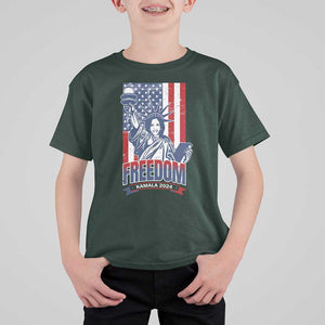 Freedom Kamala 2024 T Shirt For Kid Liberty US President Harris For The People TS09 Dark Forest Green Print Your Wear